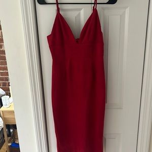 Suede red bodycon dress